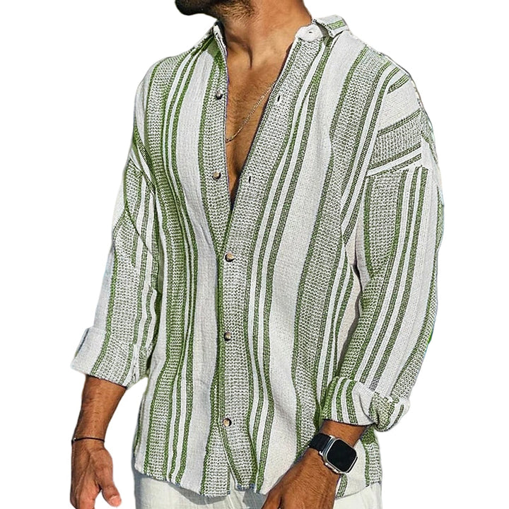 Jasper | Elegant Striped Long Sleeve Linen Shirt Men
