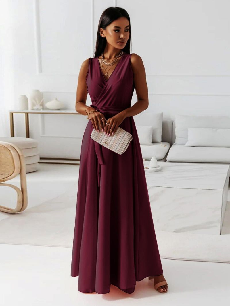 Blaire | Elegant V-Neck Sleeveless Wrap Maxi Dress