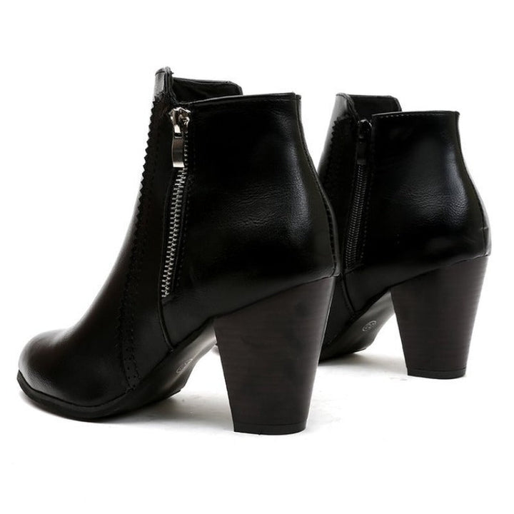 Elyse | Sleek Black Ankle Boots With Side Zip Detail