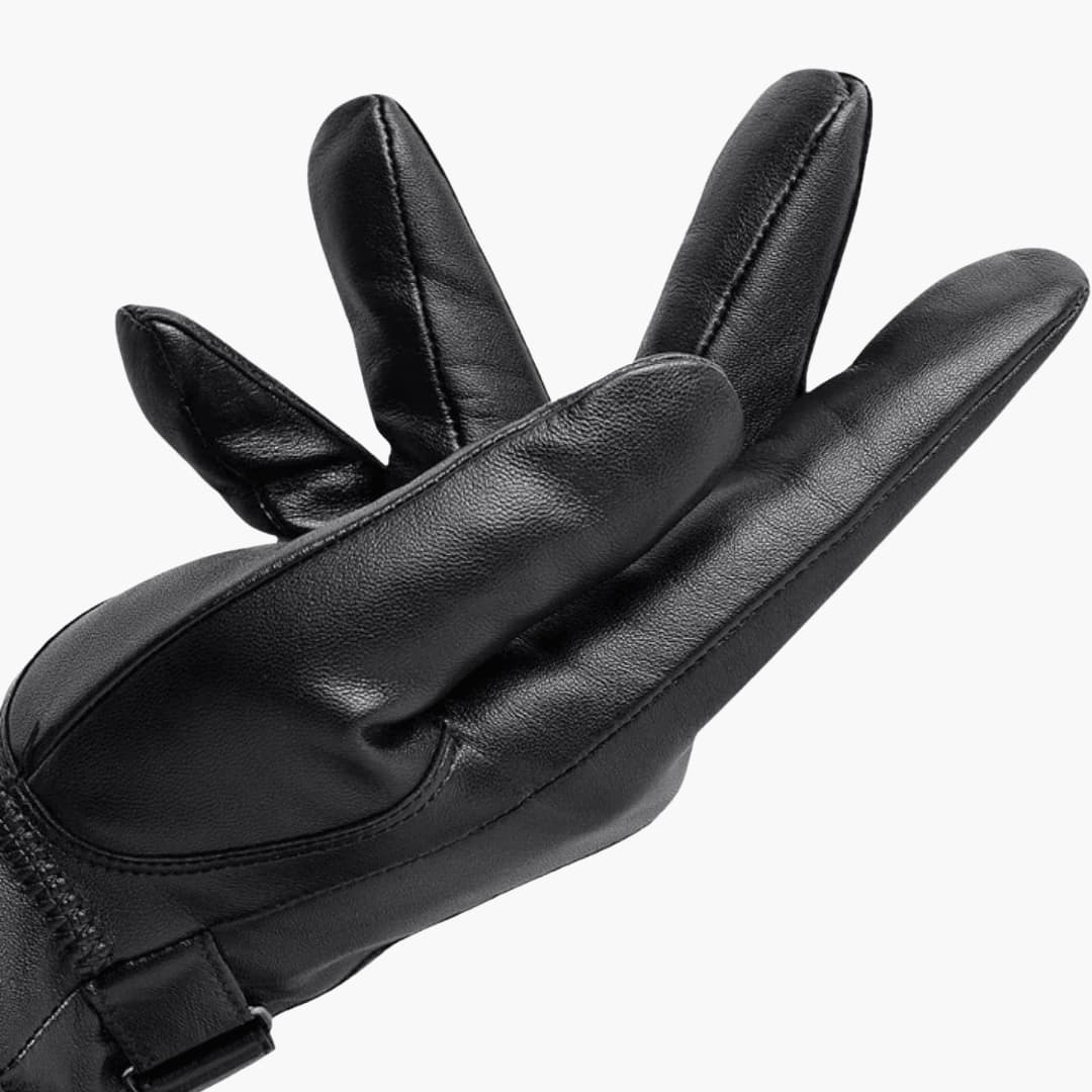 Phoebe | Stylish Men's Black Leather Gloves With Snap Closure