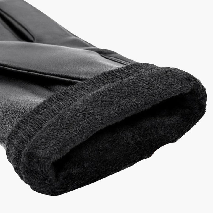 Phoebe | Stylish Men's Black Leather Gloves With Snap Closure