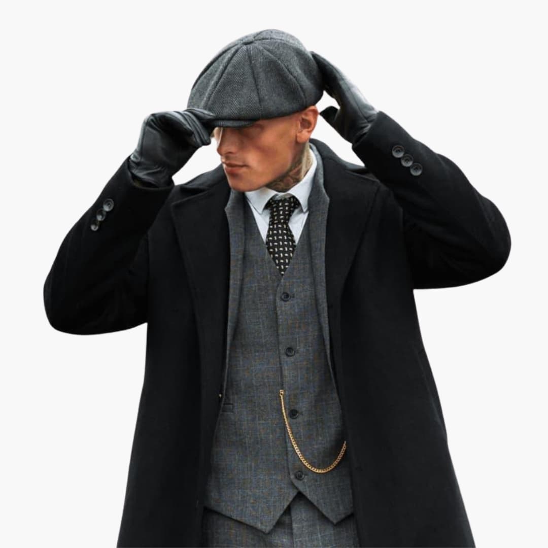 Phoebe | Stylish Men's Black Leather Gloves With Snap Closure