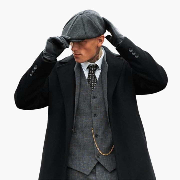 Phoebe | Stylish Men's Black Leather Gloves With Snap Closure