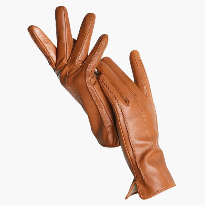 Ruby | Chic Black Leather Gloves With Decorative Stitching