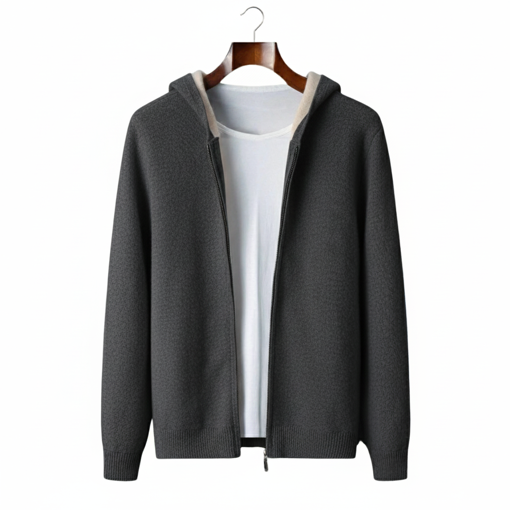Casper | Elegant Two-Tone Zip Cashmere Hoodie Men