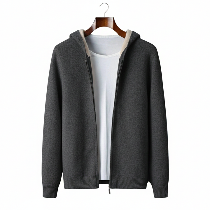 Casper | Elegant Two-Tone Zip Cashmere Hoodie Men
