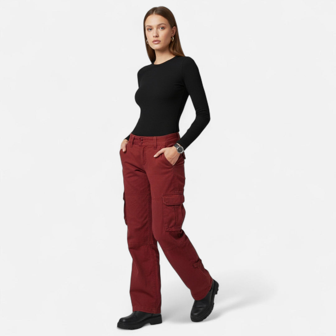 Harriet | Chic High-Waisted Cargo Pants With Side Pockets