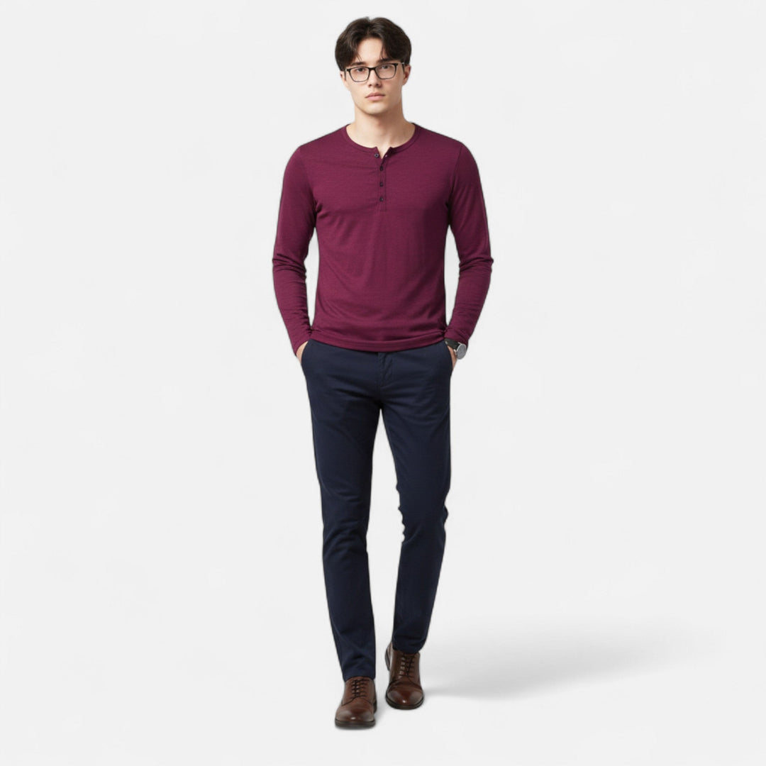 Isla | Stylish Long Sleeve Cotton Henley Slim Fit Shirt