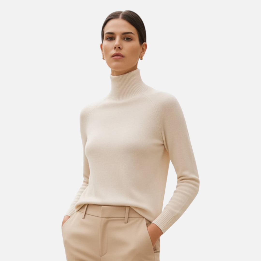 Elyse | Elegant Wool Turtleneck Sweater With Ribbed Knit Detail