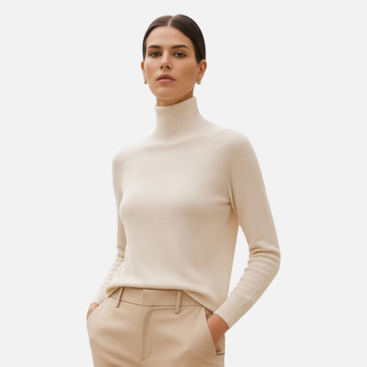 Elyse | Elegant Wool Turtleneck Sweater With Ribbed Knit Detail
