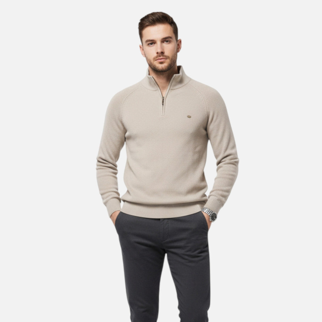 Tilly | Elegant Men's Cotton Half-Zip Pullover Sweater