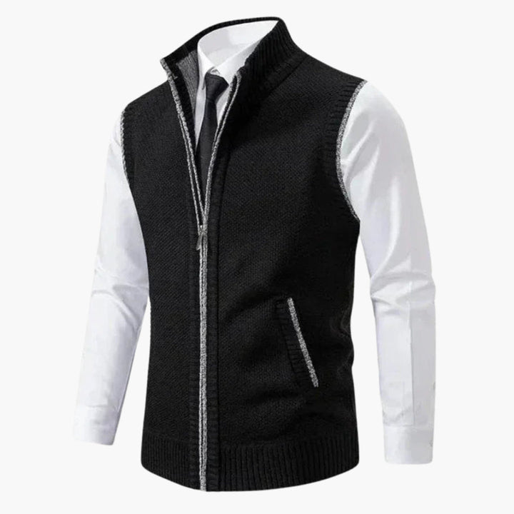 Penelope | Sleeveless Zip-Up Knit Vest With Side Pockets