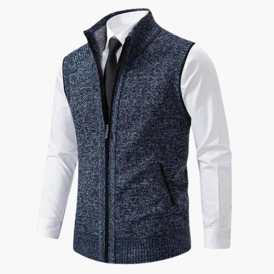 Penelope | Sleeveless Zip-Up Knit Vest With Side Pockets