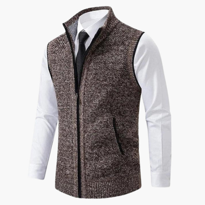 Penelope | Sleeveless Zip-Up Knit Vest With Side Pockets