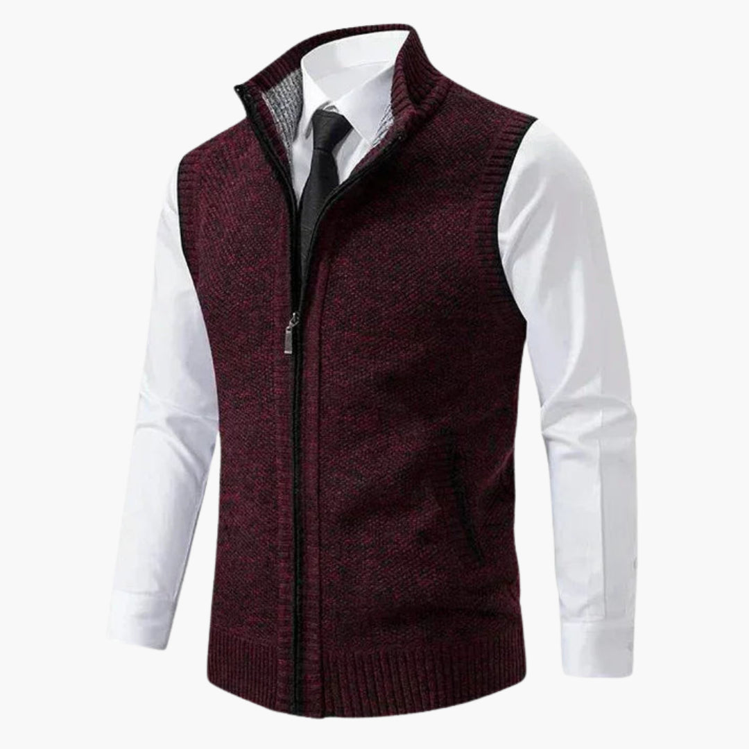 Penelope | Sleeveless Zip-Up Knit Vest With Side Pockets