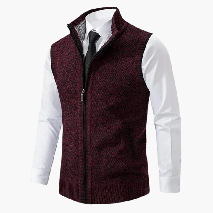 Penelope | Sleeveless Zip-Up Knit Vest With Side Pockets