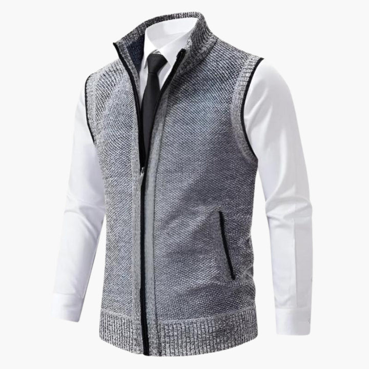 Penelope | Sleeveless Zip-Up Knit Vest With Side Pockets