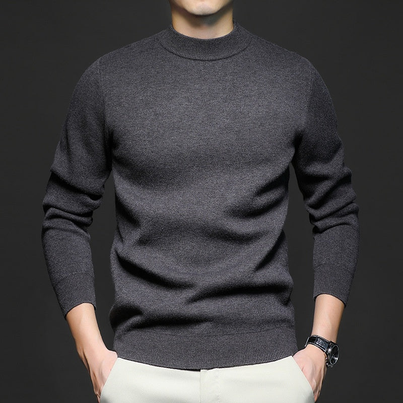 Phoebe | Elegant Men's Cream Crewneck Sweater With Ribbed Details