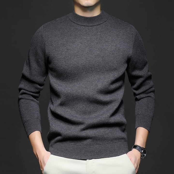 Phoebe | Elegant Men's Cream Crewneck Sweater With Ribbed Details