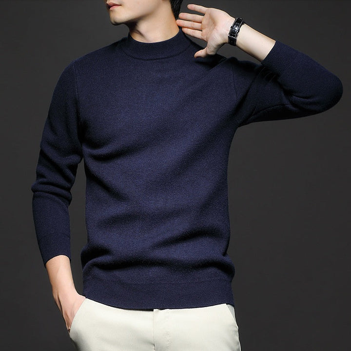 Phoebe | Elegant Men's Cream Crewneck Sweater With Ribbed Details