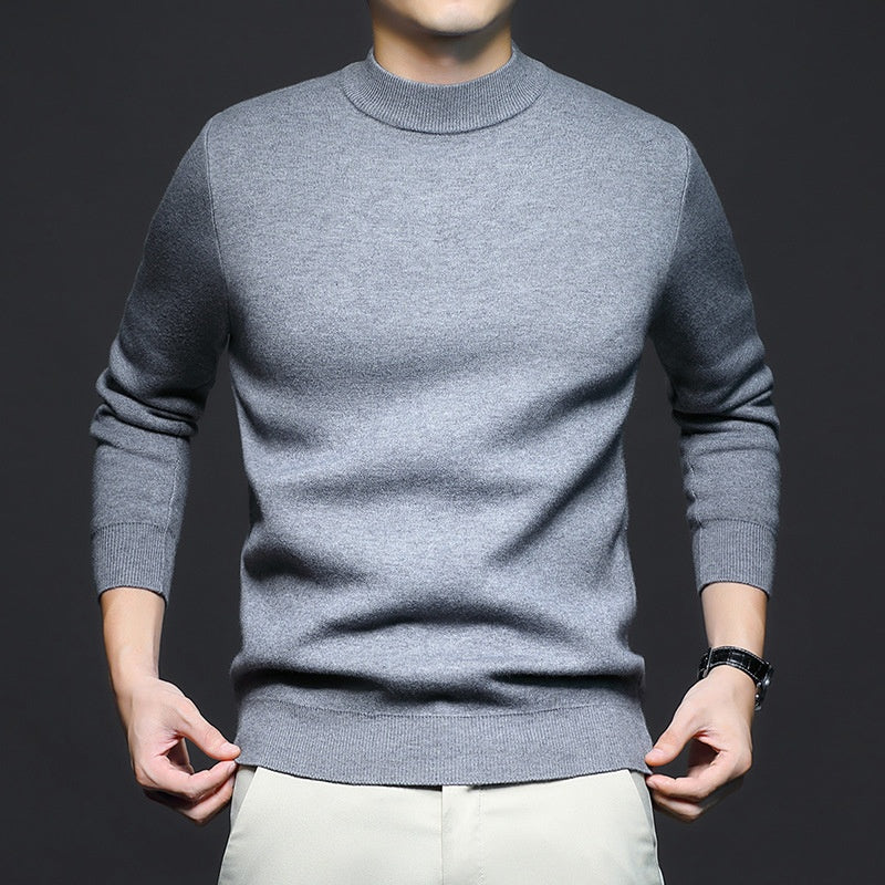 Phoebe | Elegant Men's Cream Crewneck Sweater With Ribbed Details