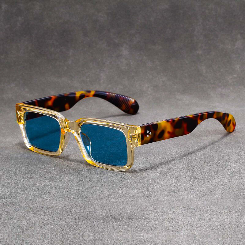Eliza | Stylish Retro Square Frame Sunglasses With Blue Lenses
