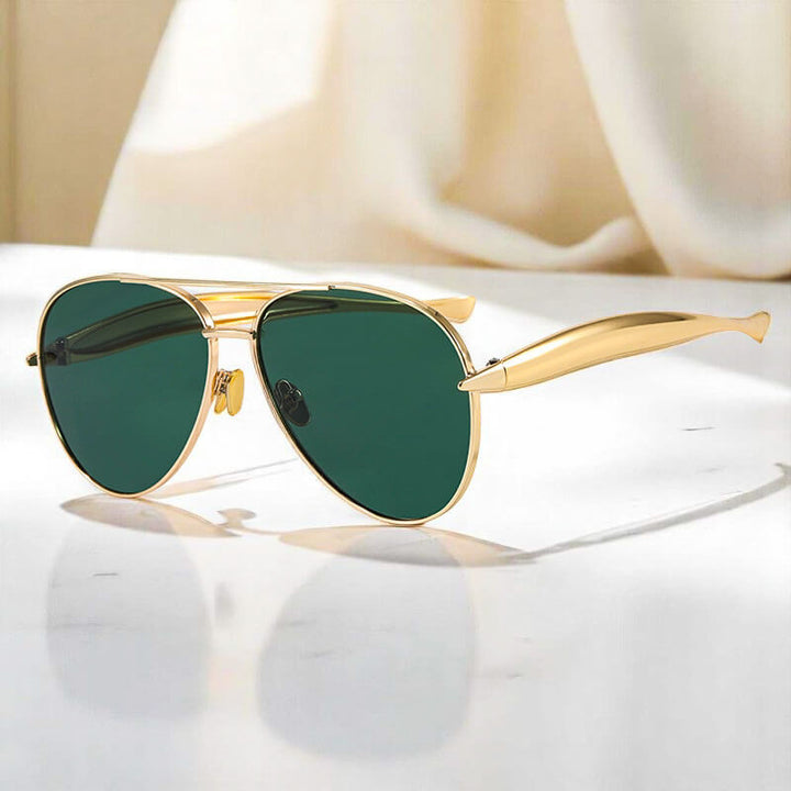 Elyse | Chic Gold Aviator Sunglasses With Metal Frame