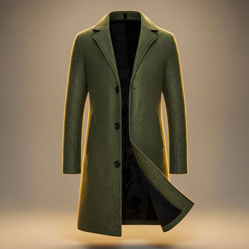 Harrison | Stylish Single Breasted Long Cotton Overcoat