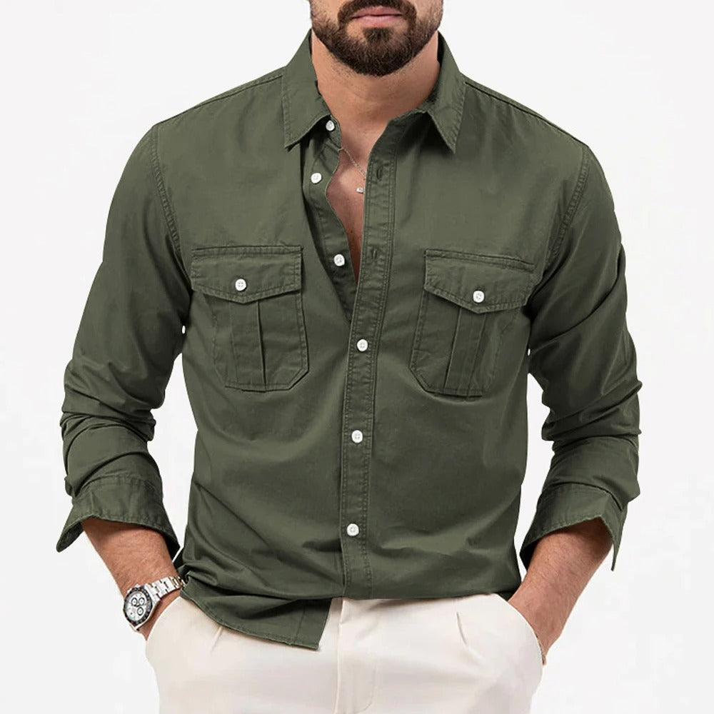 Bennett | Stylish Long Sleeve Button Up Shirt With Dual Chest Pockets