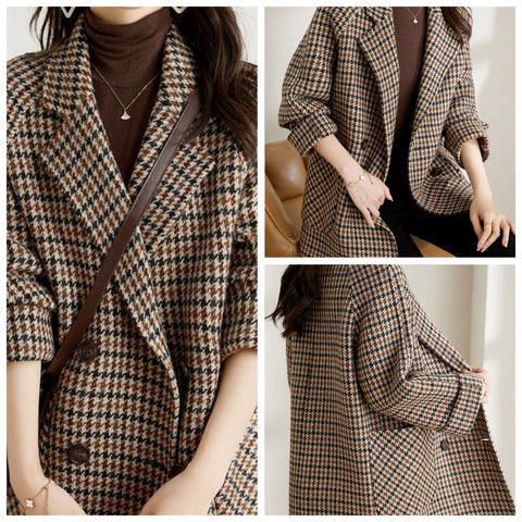 Cordelia | Elegant Houndstooth Oversized Blazer Women