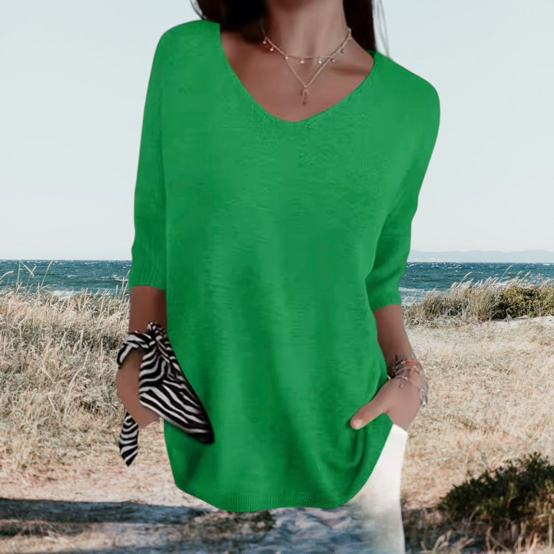 Freya | Effortless V-Neck Lightweight Summer Sweater