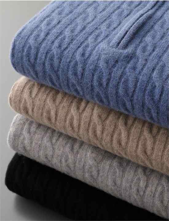 Richmond | Elegant Cable Knit Half Zip Cashmere Sweater Men