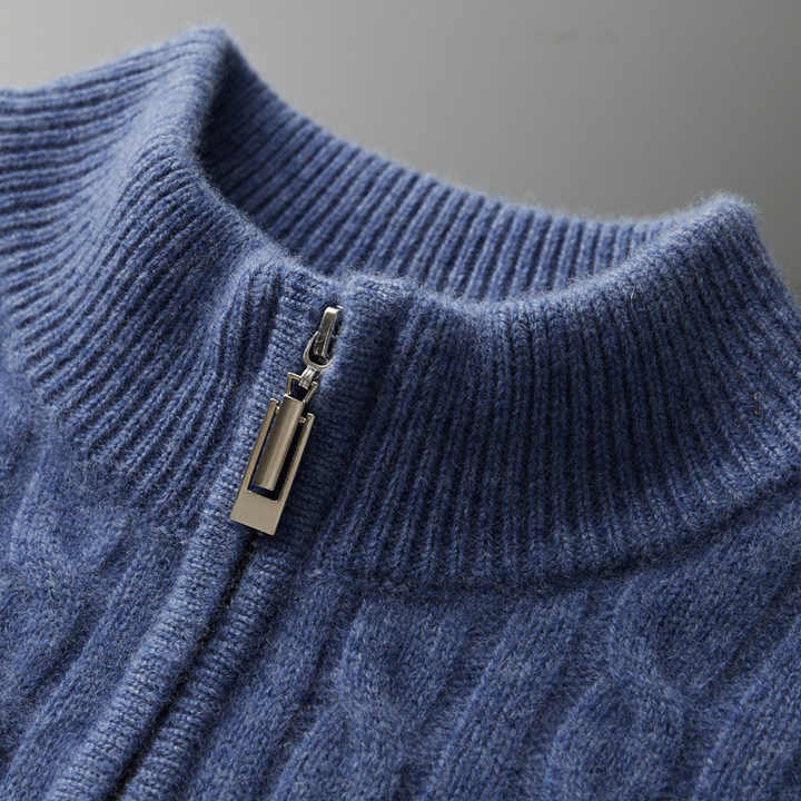 Richmond | Elegant Cable Knit Half Zip Cashmere Sweater Men