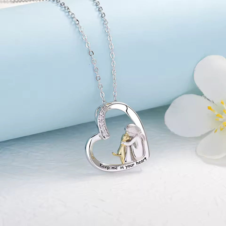 Serena | Elegant Heart Dog Memorial Pendant Necklace Silver
