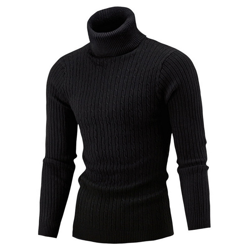 Mason | Stylish Men's Black Ribbed Turtleneck Sweater