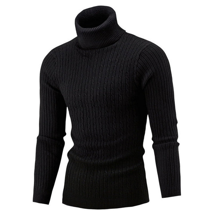 Mason | Stylish Men's Black Ribbed Turtleneck Sweater