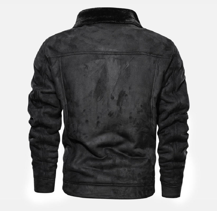Serena | Stylish Men's Sherpa-Lined Brown Suede Trucker Jacket