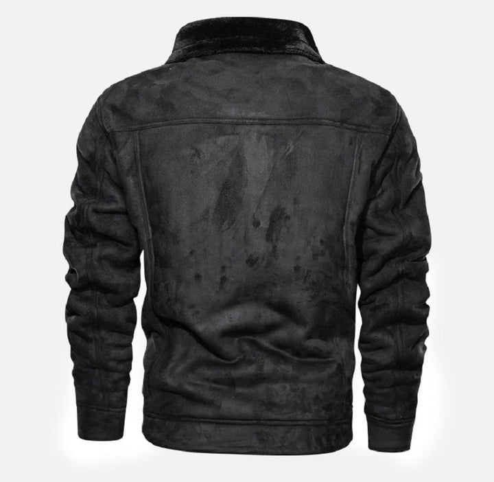 Serena | Stylish Men's Sherpa-Lined Brown Suede Trucker Jacket