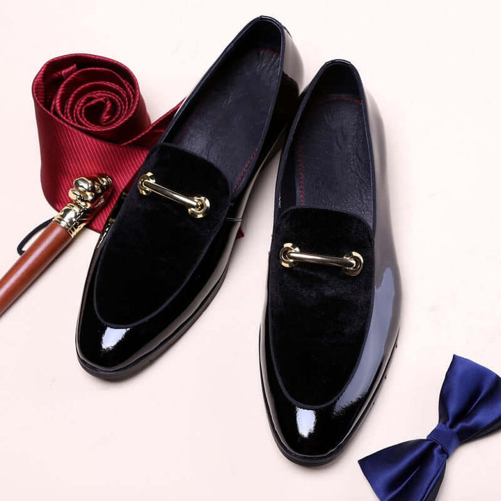 Vincenzo | Elegant Navy Blue Patent Leather Loafers