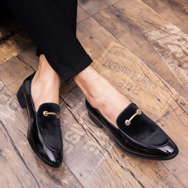 Vincenzo | Elegant Navy Blue Patent Leather Loafers