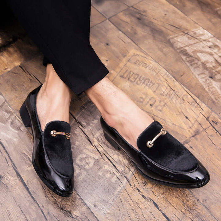 Vincenzo | Elegant Navy Blue Patent Leather Loafers