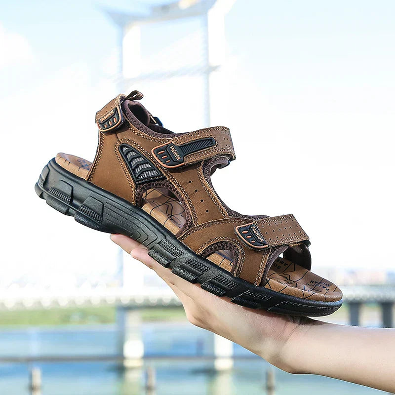 Jasper | Rugged Orthopedic Hiking Sandals Men - Black Leather