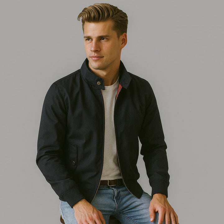 Serena | Elegant Navy Harrington Jacket With Full Zip