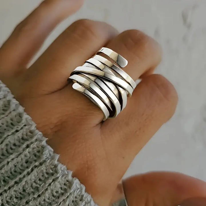 Serena | Stylish Layered Wrap Silver Ring