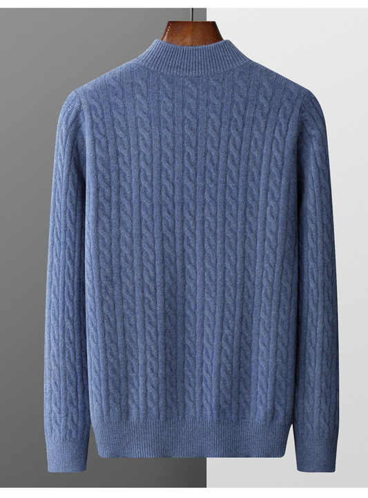 Richmond | Elegant Cable Knit Half Zip Cashmere Sweater Men
