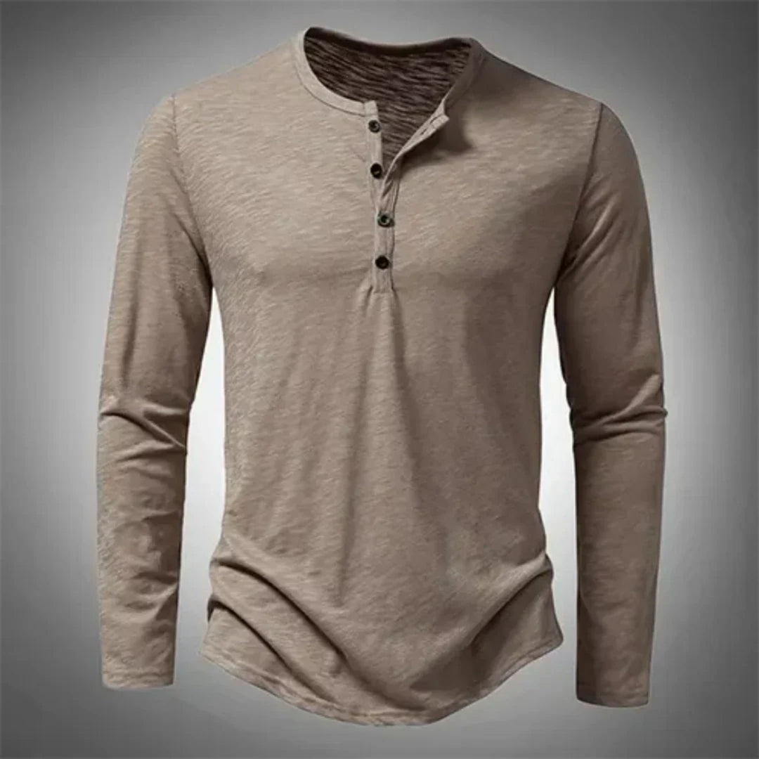 Naomi | Stylish Long Sleeve Henley Shirt With Button Front