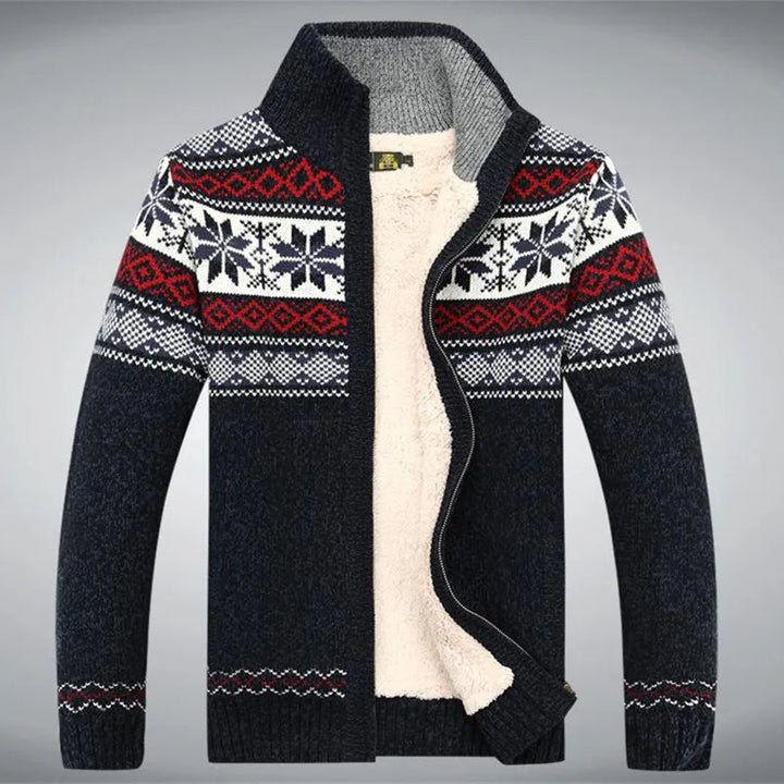 Magnus | Stylish Fair Isle Fleece Lined Zip Up Cardigan