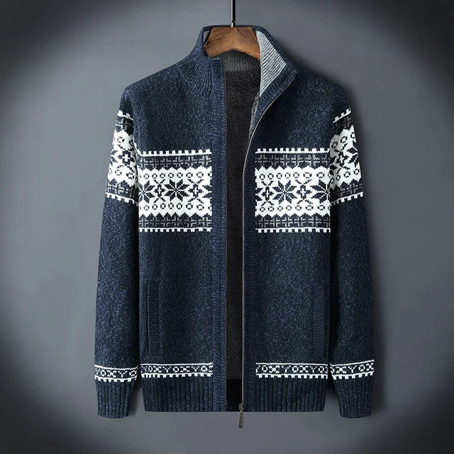 Magnus | Stylish Fair Isle Fleece Lined Zip Up Cardigan