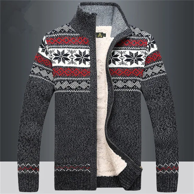 Magnus | Stylish Fair Isle Fleece Lined Zip Up Cardigan