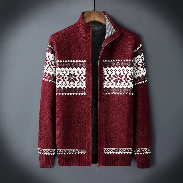 Magnus | Stylish Fair Isle Fleece Lined Zip Up Cardigan